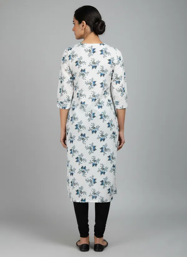 White_Cotton_Straight_Printed_Kurta_For_Women