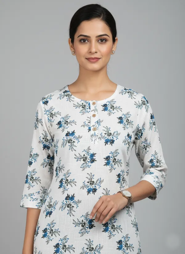 White_Cotton_Straight_Printed_Kurta_For_Women