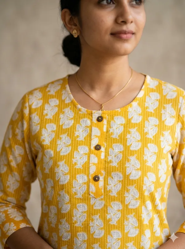 Yellow_Cotton_Straight_Floral_Printed_Kurta_For_Women