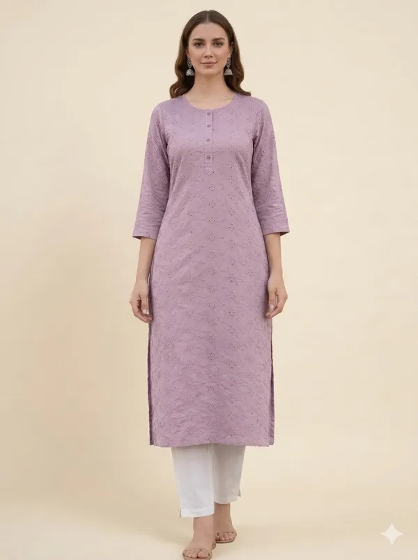 Lavender_Cotton_Schiffli_Embroidered_Straight_Kurta_For_Women