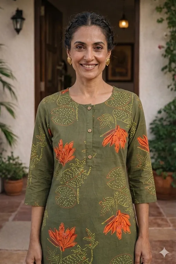 Green_Cotton_Straight_Printed_Kurta_For_Women