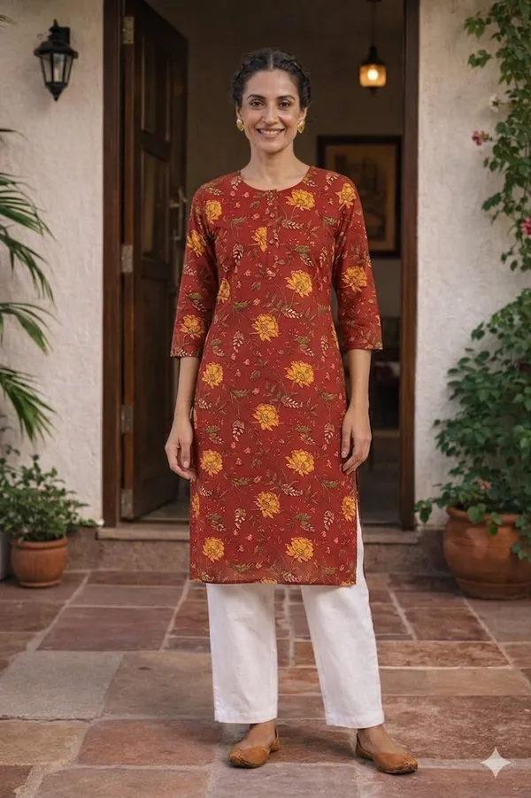 Maroon_Cotton_Straight_Printed_Kurta_For_Women