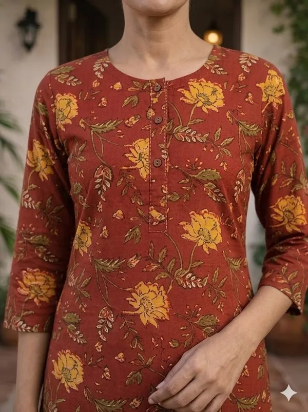 Maroon_Cotton_Straight_Printed_Kurta_For_Women