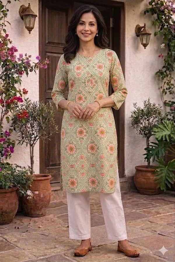 Cream_Cotton_Straight_Printed_Kurta_For_Women