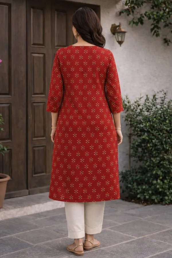 Red_Cotton_Straight_Printed_Kurta_For_Women