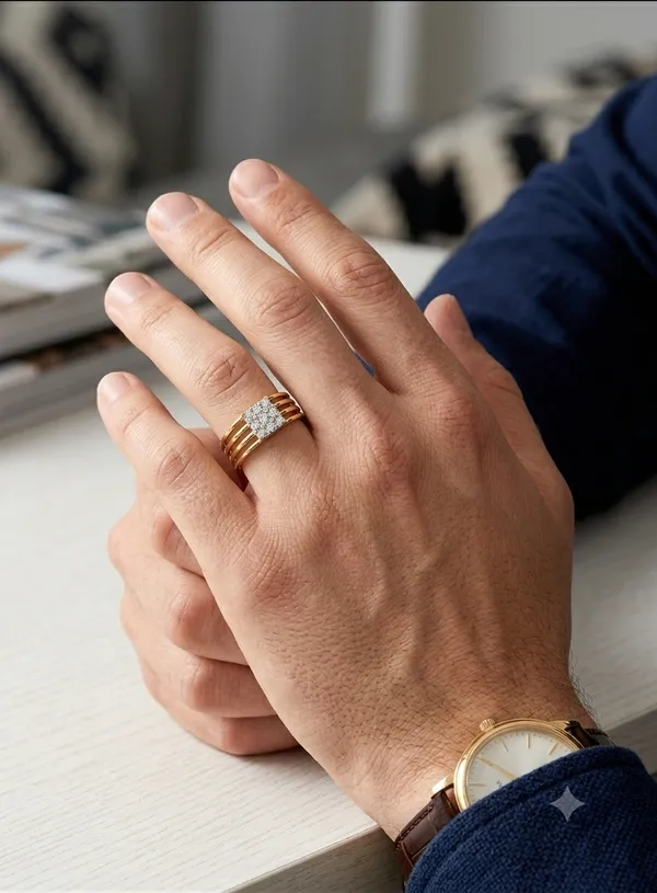 14K_Yellow_Gold_Men’s_Natural_Diamond_Ring_–_RBC_Cut