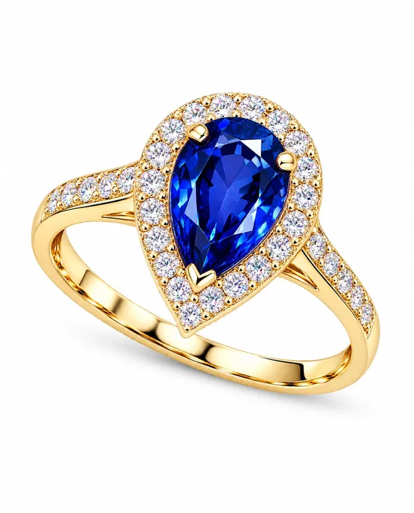 14K_Yellow_Gold_Pear_Blue_Gemstone_Halo_Diamond_Ring_–_0.20_Ct_Natural_Diamonds