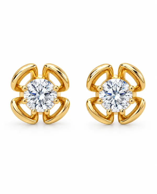 18K_Yellow_Gold_Diamond_Floral_Stud_Earrings