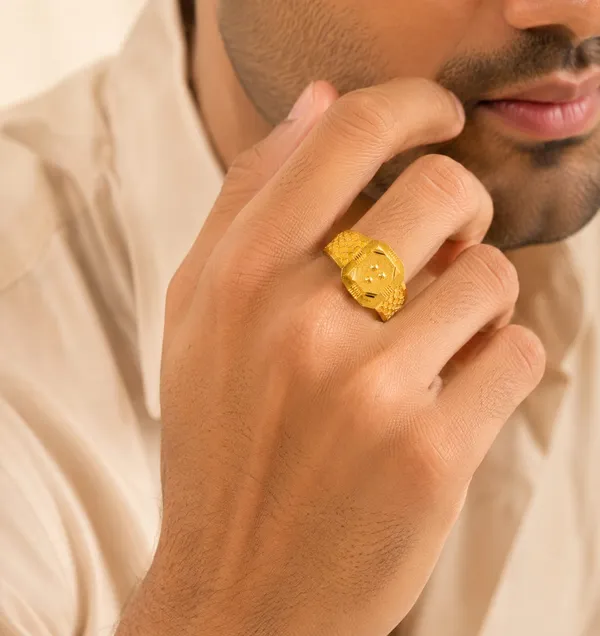 1_Gram_Gold_Plated_Men's_Square_Designer_Ring_|_Premium_Gold_Finish_Gents_Ring