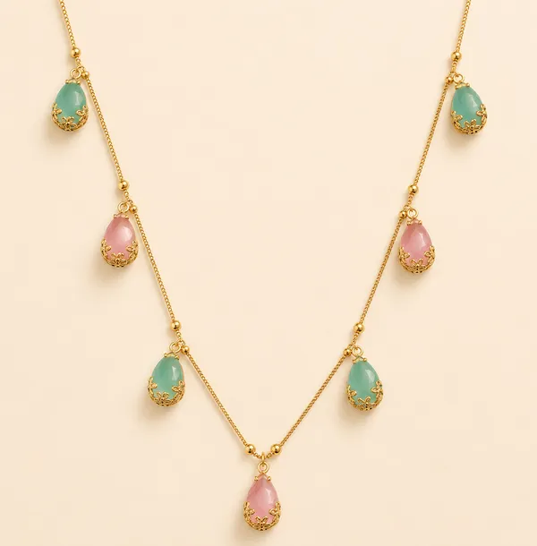 1_Gram_Gold_Plated_Multi_Color_Teardrop_Stone_Necklace_for_Women_|_Anti_Tarnish_Finish_|_Designer_Daily_Wear_Chain
