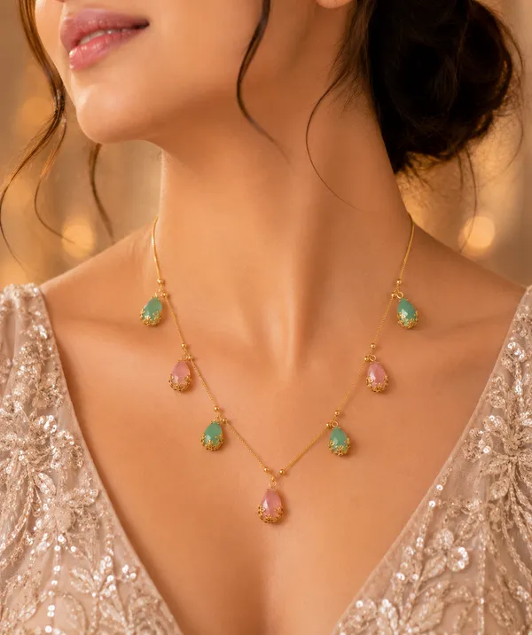 1_Gram_Gold_Plated_Multi_Color_Teardrop_Stone_Necklace_for_Women_|_Anti_Tarnish_Finish_|_Designer_Daily_Wear_Chain