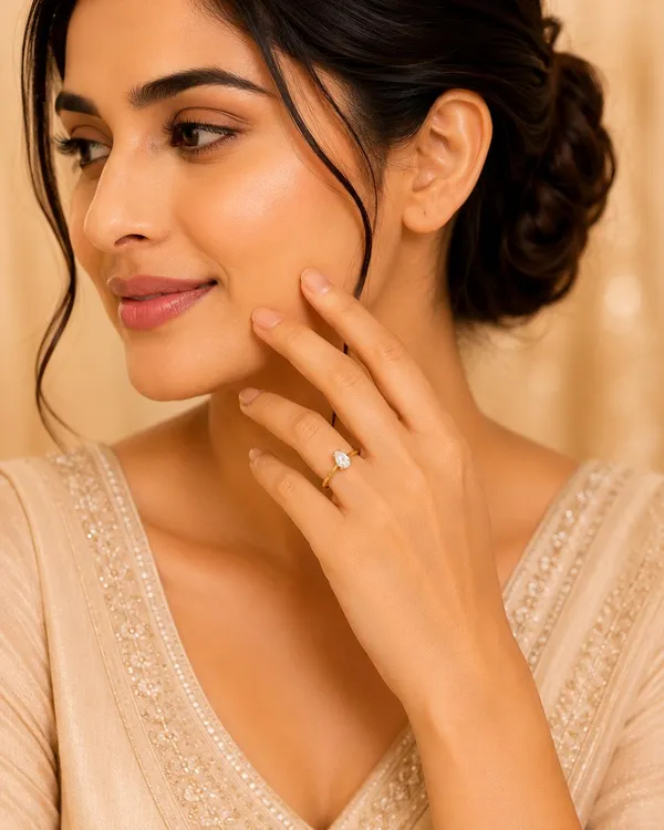 1_Gram_Gold_Plated_Pear_Cut_Solitaire_Ring_for_Women_|_Elegant_CZ_Stone_Fashion_Ring