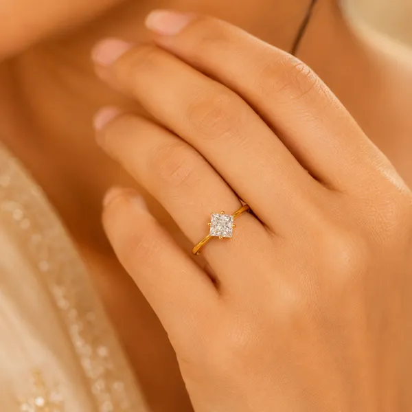 1_Gram_Gold_Plated_Princess_Cut_Solitaire_Ring_for_Women_|_Elegant_CZ_Stone_Ring