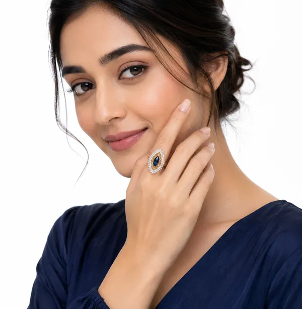 925_Certified_Sterling_Silver_Blue_Sapphire_Style_Ring_for_Women_|_Marquise_Blue_Stone_Statement_Ring_with_CZ_Stones_|_Premium_Silver_Jewellery