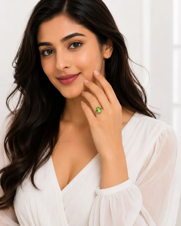925_Certified_Sterling_Silver_Green_Stone_Ring_for_Women_|_Elegant_Oval_Green_Gemstone_Ring_with_Floral_Design_|_Premium_Silver_Jewellery