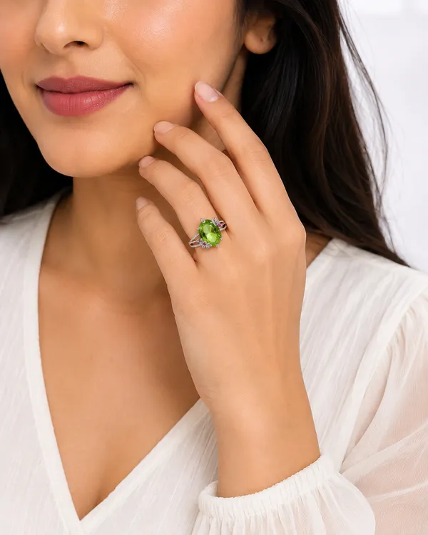 925_Certified_Sterling_Silver_Green_Stone_Ring_for_Women_|_Elegant_Oval_Green_Gemstone_Ring_with_Floral_Design_|_Premium_Silver_Jewellery