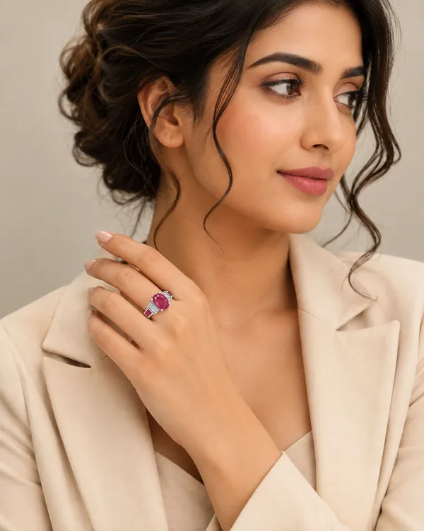 925_Certified_Sterling_Silver_Pink_Stone_Ring_for_Women_|_Oval_Pink_Solitaire_Ring_with_Sparkling_Accents_|_Premium_Silver_Jewellery