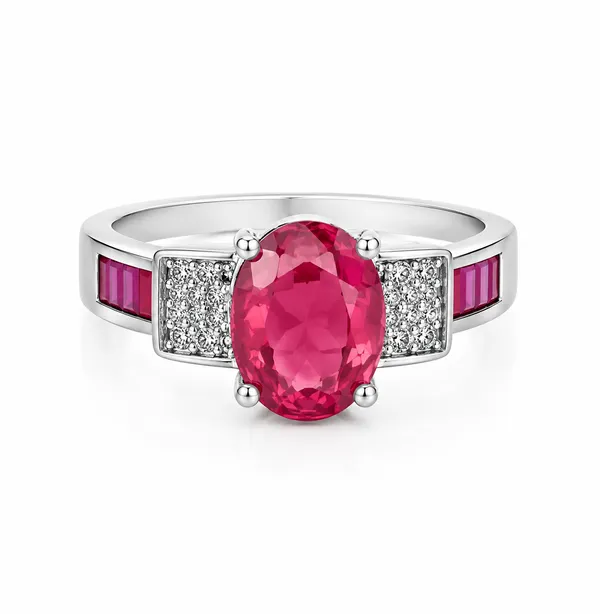 925_Certified_Sterling_Silver_Pink_Stone_Ring_for_Women_|_Oval_Pink_Solitaire_Ring_with_Sparkling_Accents_|_Premium_Silver_Jewellery