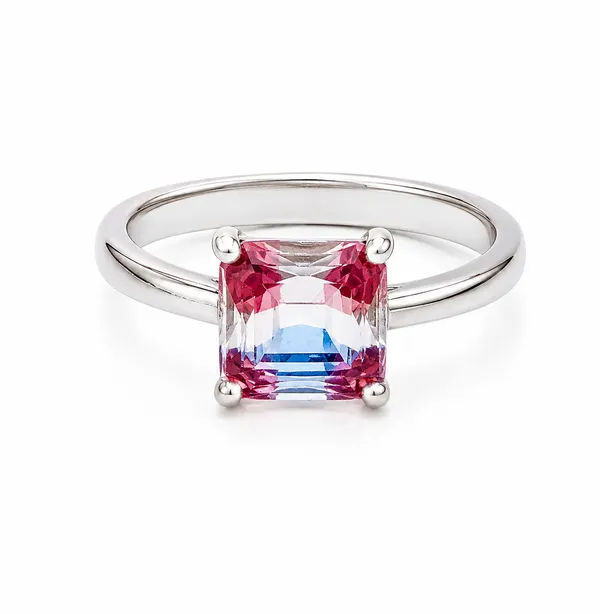 925_Certified_Sterling_Silver_Ring_for_Women_|_Elegant_Pink_&_Blue_Solitaire_Style_Statement_Ring_|_Premium_Silver_Jewellery