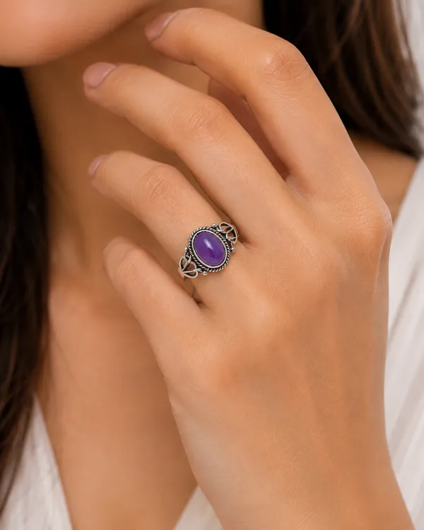 925_Sterling_Silver_Amethyst_Gemstone_Ring_for_Women_|_Certified_92.5_Silver_Purple_Stone_Statement_Ring
