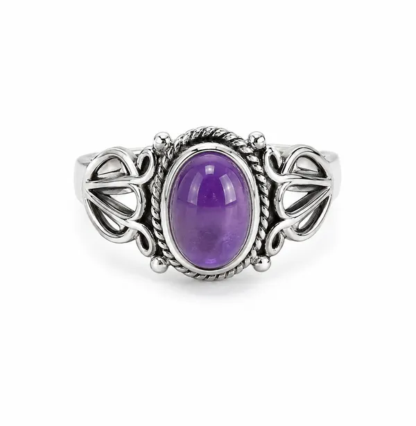 925_Sterling_Silver_Amethyst_Gemstone_Ring_for_Women_|_Certified_92.5_Silver_Purple_Stone_Statement_Ring