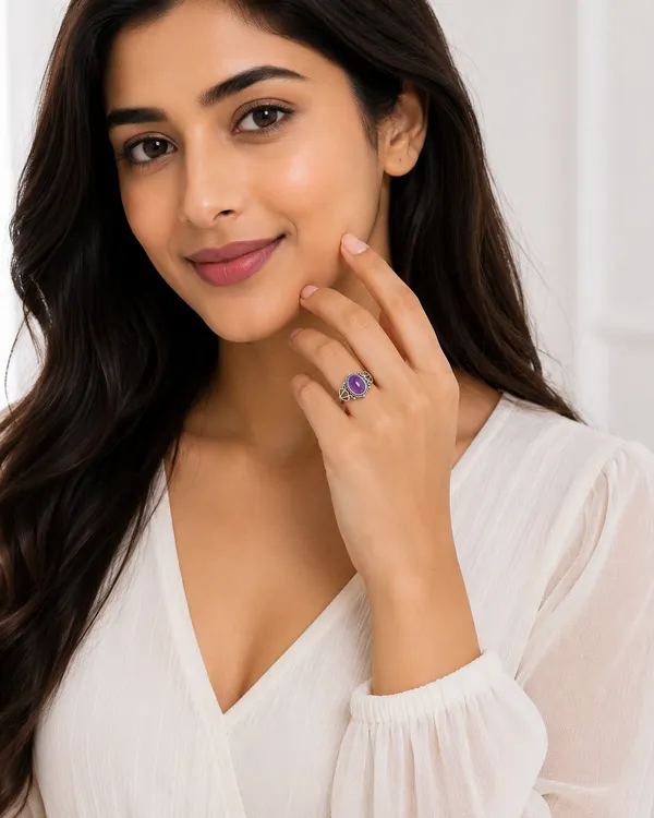 925_Sterling_Silver_Amethyst_Gemstone_Ring_for_Women_|_Certified_92.5_Silver_Purple_Stone_Statement_Ring