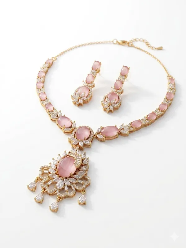 Blush_Blossom_American_Diamond_Necklace_Set