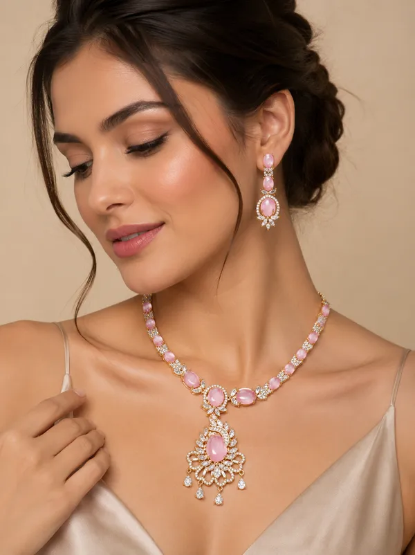 Blush_Blossom_American_Diamond_Necklace_Set