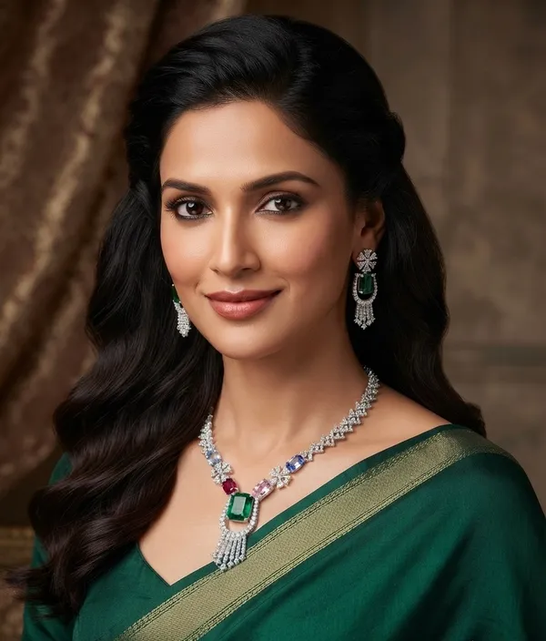 Elegant_Emerald_Green_AD_Necklace_Set_|_Multicolor_Stone_American_Diamond_Necklace_with_Earrings