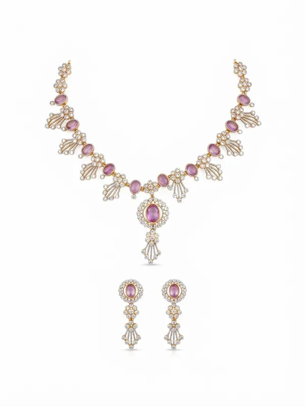 Elegant_Pink_Stone_American_Diamond_Necklace_Set_–_Designer_AD_Necklace_with_Earrings