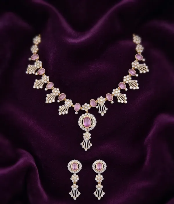Elegant_Pink_Stone_American_Diamond_Necklace_Set_–_Designer_AD_Necklace_with_Earrings