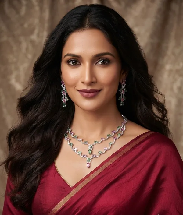 Elegant_Pink_&_Green_American_Diamond_Necklace_Set_–_Designer_AD_Necklace_&_Earrings