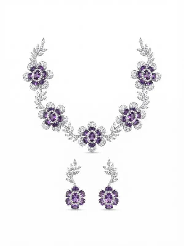 Elegant_Purple_&_White_AD_Necklace_Set_|_Floral_American_Diamond_Necklace_with_Earrings