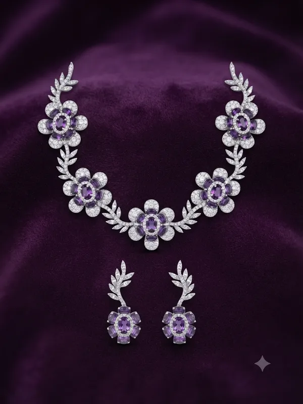 Elegant_Purple_&_White_AD_Necklace_Set_|_Floral_American_Diamond_Necklace_with_Earrings