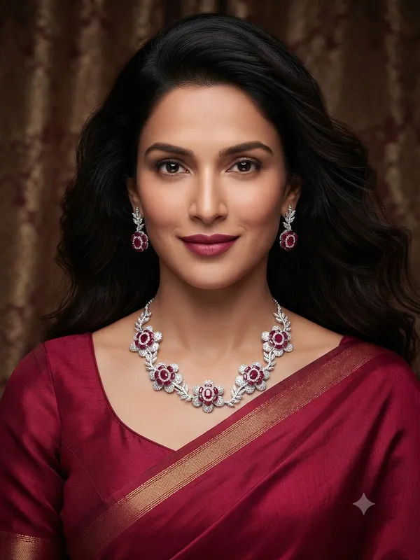 Elegant_Ruby_AD_Necklace_Set_|_Floral_Leaf_Design_American_Diamond_Necklace_with_Earrings