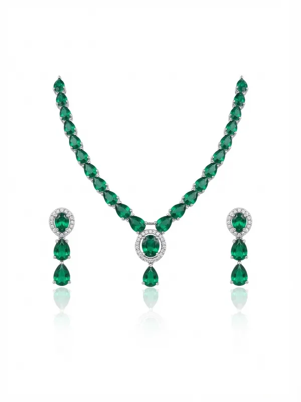 Emerald_Green_Teardrop_Necklace_&_Earring_Set