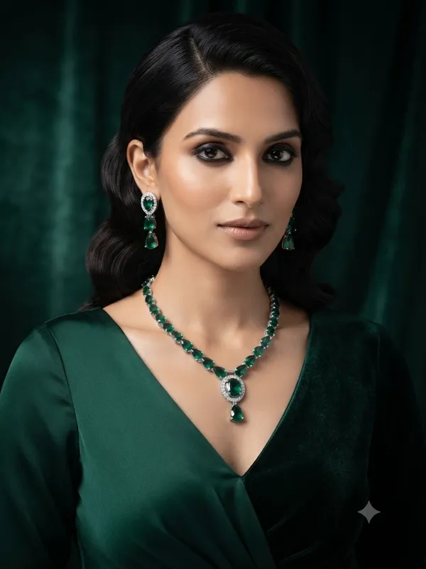 Emerald_Green_Teardrop_Necklace_&_Earring_Set