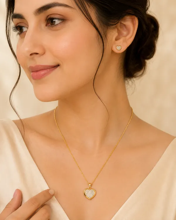 Gold_Plated_Crystal_Heart_Pendant_Set