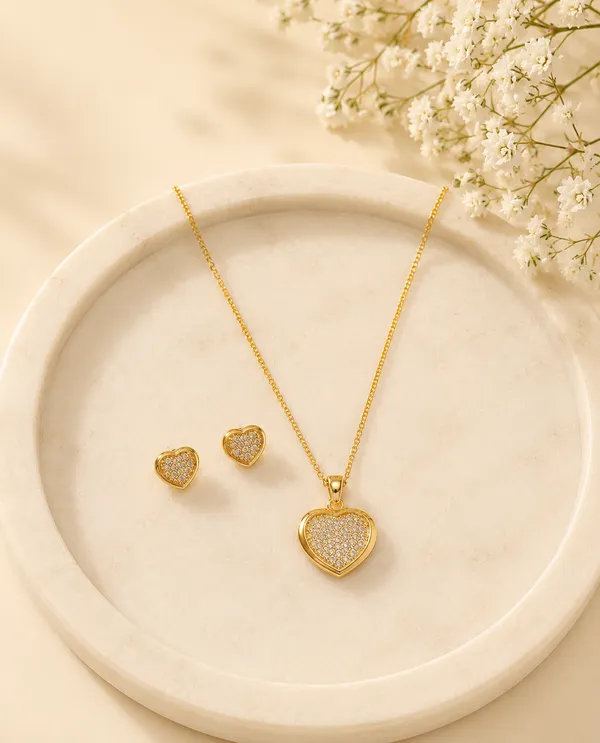 Gold_Plated_Crystal_Heart_Pendant_Set