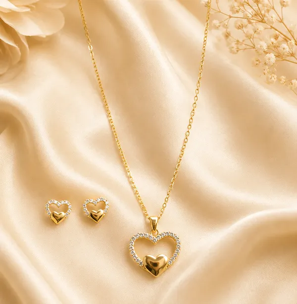 Gold_Plated_Heart_Crystal_Pendant_Set