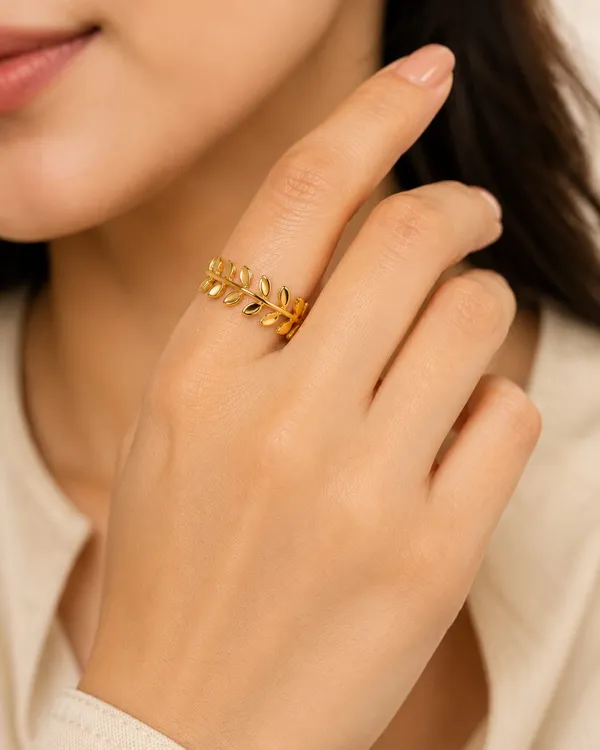 Golden_Laurel_Leaf_Adjustable_Ring