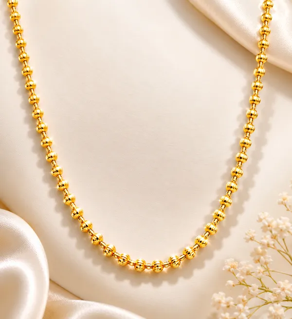 Golden_Pearl_Bead_1_Gram_Gold_Plated_Women's_Chain