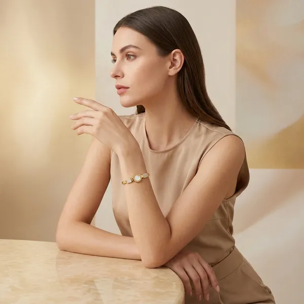 Gold_Plated_Roman_Numeral_Bracelet_With_Circular_Pendant