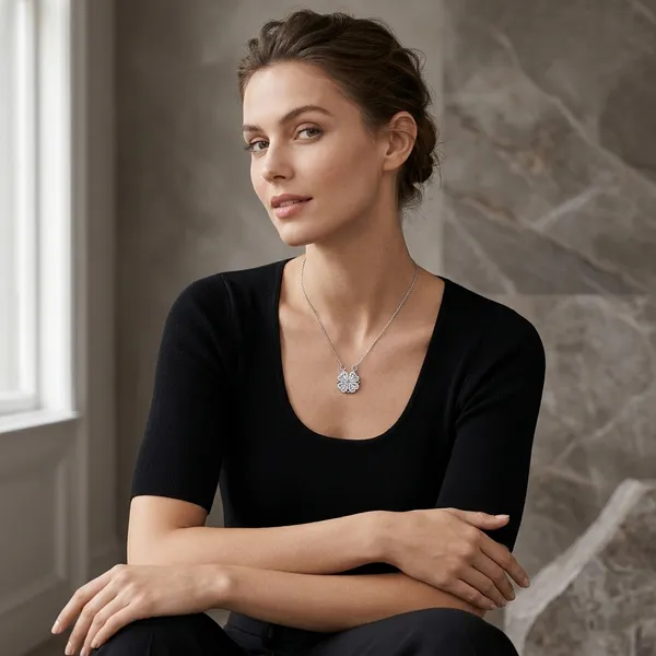 Sterling_Silver_Cubic_Zirconia_Floral_Pendant_Necklace_For_Women