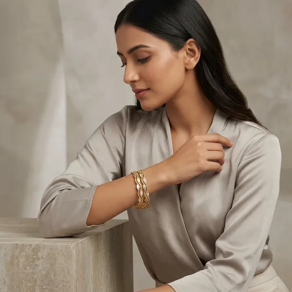 1_Gram_Gold_And_Silver_Two-Tone_Braided_Bangle_Set_Of_2