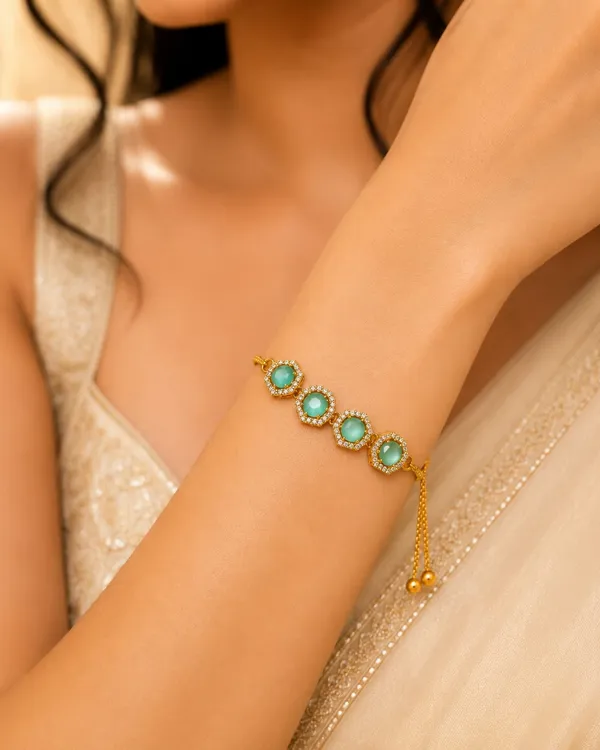 Luxury_1_Gram_Gold_Plated_Green_Stone_Adjustable_Bracelet_for_Women_|_Premium_CZ_Hexagon_Charm_Bracelet_|_Anti-Tarnish_Fashion_Jewellery