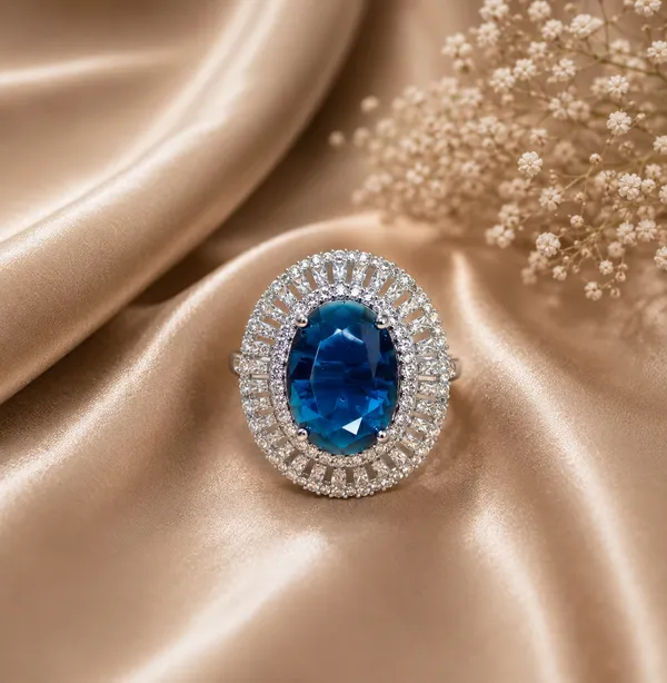 Luxury_Blue_Sapphire_Look_Cocktail_Ring_for_Women_|_Silver_Finish_CZ_Halo_Statement_Ring_|_Premium_Party_Wear_Fashion_Jewellery