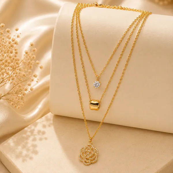 Luxury_Gold_Plated_Triple_Layer_Floral_Pendant_Necklace_for_Women_&_Girls_|_Crystal_Charm_Designer_Fashion_Locket_|_Elegant_Party_Wear_Statement_Jewellery