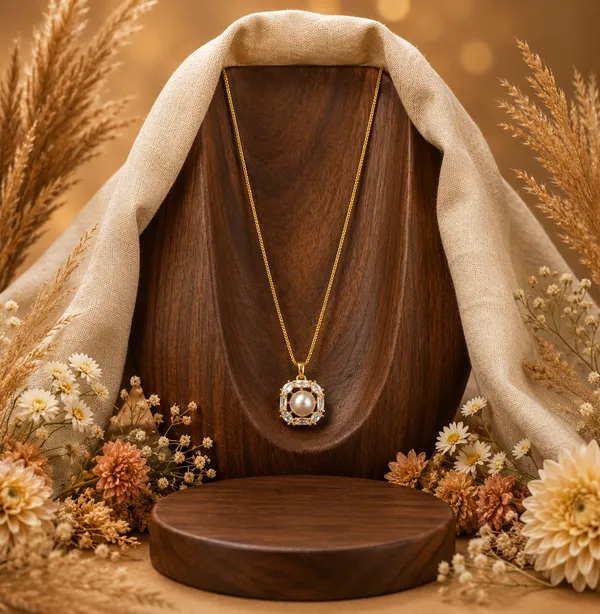 Luxury_Pearl_Halo_Pendant_Necklace_for_Women_|_Gold_Plated_CZ_Pearl_Necklace_|_Premium_Imitation_Jewellery