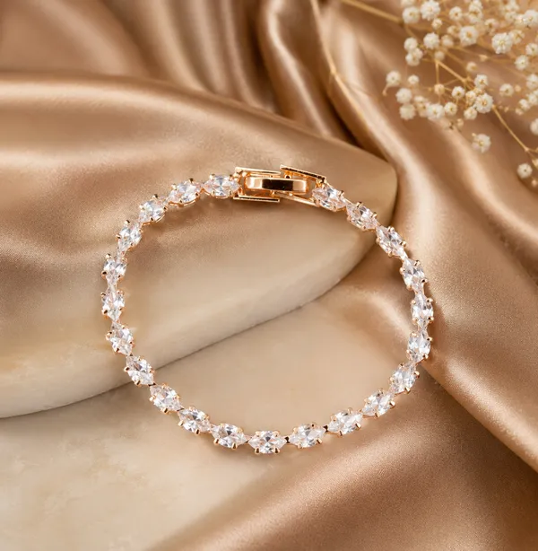 Luxury_Rose_Gold_Plated_Marquise_CZ_Tennis_Bracelet_for_Women_|_Premium_Anti-Tarnish_Finish
